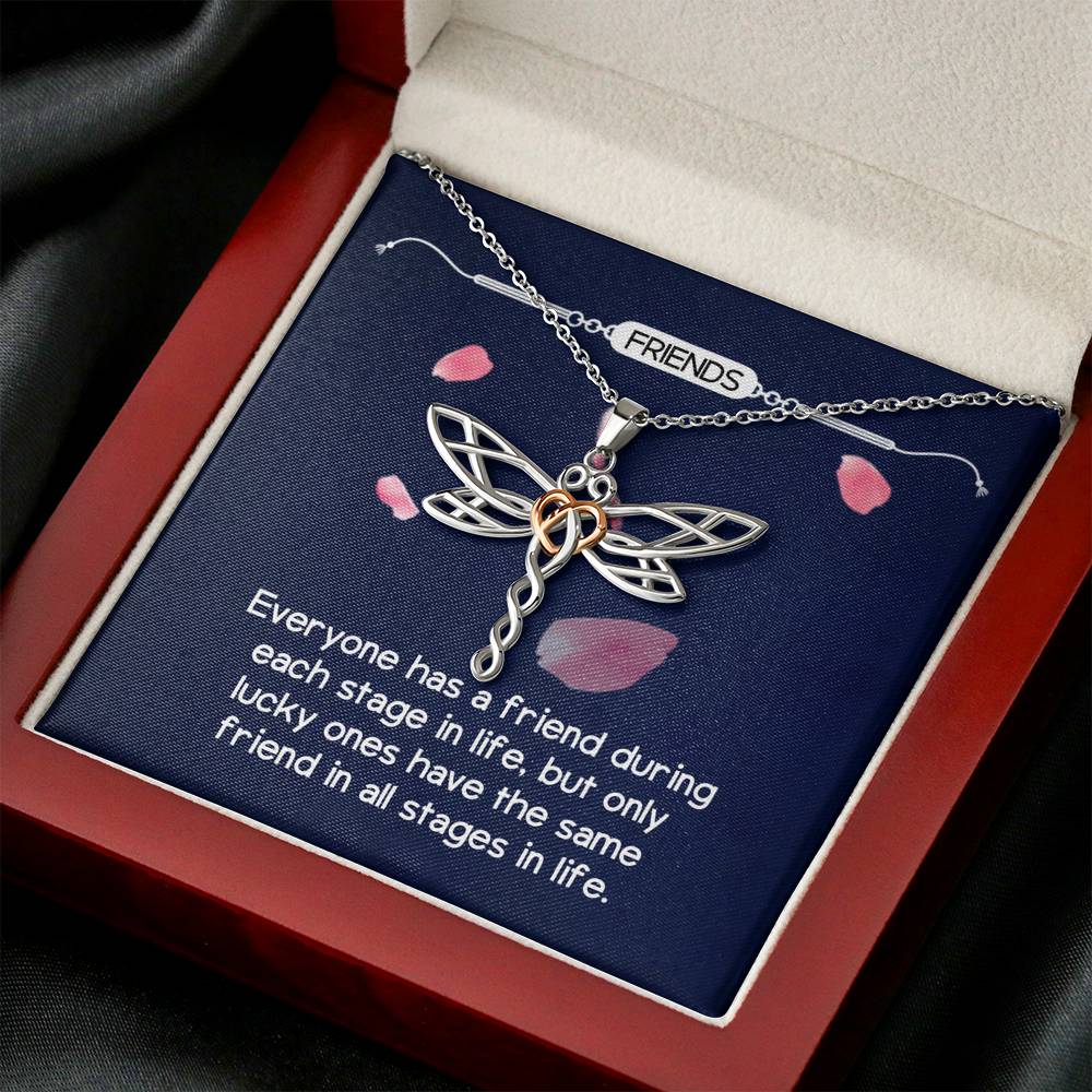 Personalized BFF Bestfriend Necklace  for Her Valentines Birthday Anniversary Gift Dragonfly Dream Necklace for Women with Message  Card