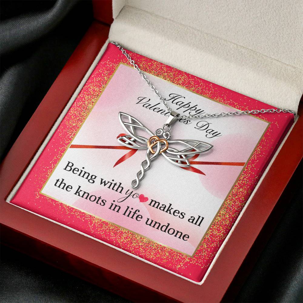 Dragonfly silver necklace for girlfriend Anniversary Engagement gift for fiance Personalized birthday gift for her Valentines necklace with message card from boyfriend Silver jewelry for women