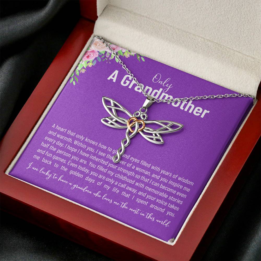 Personalized Gift Grandmother Necklace for Grandma Valentines Birthday  Gift Dragonfly Dreams Necklaces for Women with Message  Card