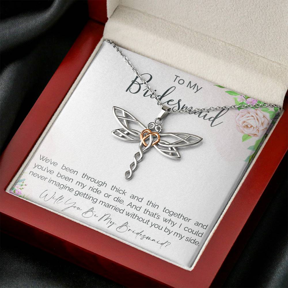 Personalized Gift Bridesmaid Necklace for Her Wedding Accessory  Dragonfly Dream Heart Necklaces for Women with Message  Card