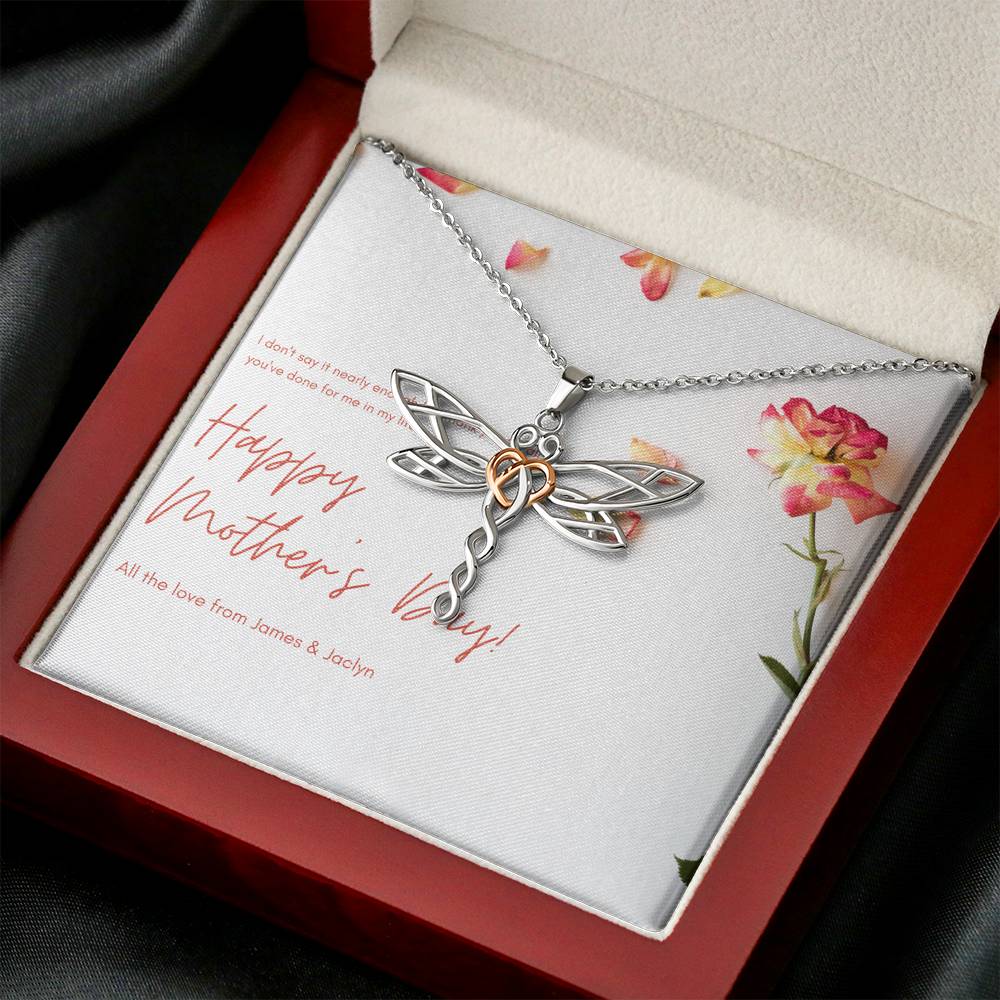 Personalized Gift Mom Necklace for Her Birthday Valentines Mother's Day Dragonfly Dreams Necklaces for Women with Message  Card