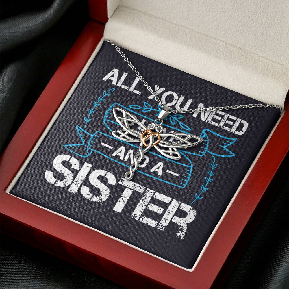 Personalized Gift Sister Necklace for Her Valentines Birthday  Gift Dragonfly Dreams Necklace for Women with Message  Card