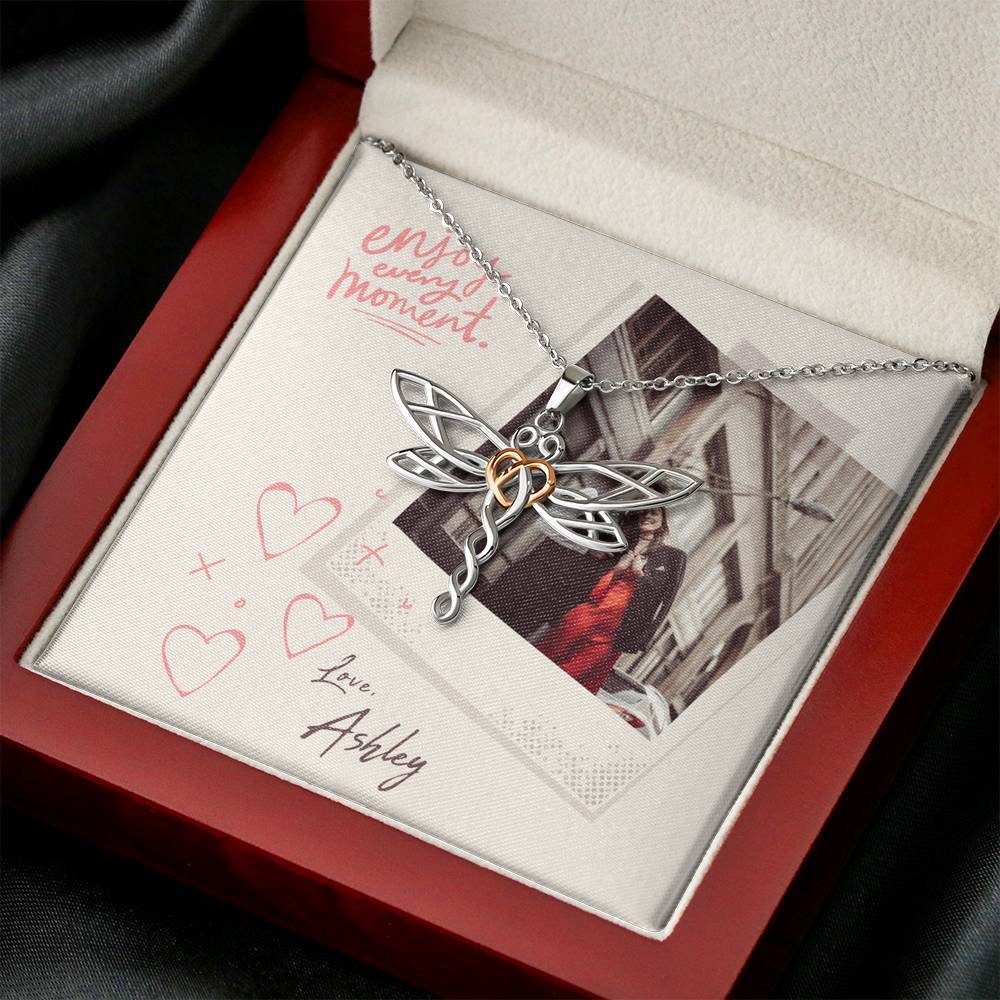 Personalized Gift Girlfriend Necklace for Her Valentines Birthday  Gift Dragonfly  Dream Necklace for Women with Message  Card