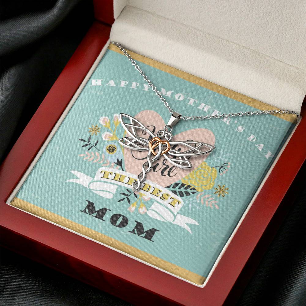 To My Mom, I Will Always Be There Dragonfly Necklace | Gift for Mom from Daughter | Birthday, Mother's Day, Christmas Present