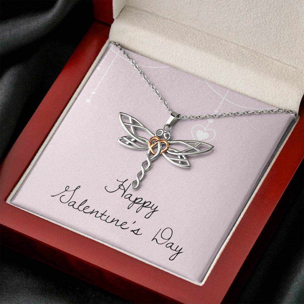 Personalized Wife Girlfriend Necklace  for Her Valentines Birthday Anniversary Gift Dragonfly Dream Necklace for Women with Message  Card