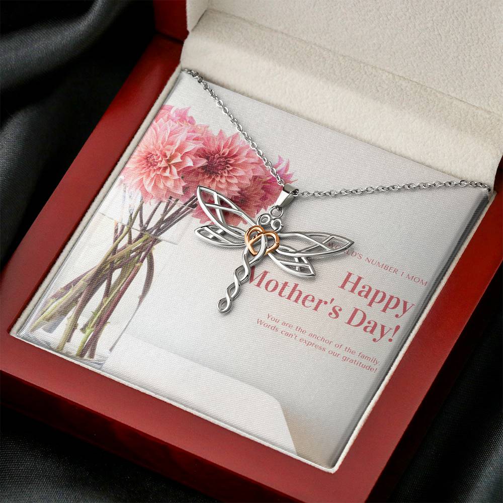 Personalized Gift Mom Necklace for Her Birthday Valentines Mother's Day Dragonfly Dreams Necklaces for Women with Message  Card