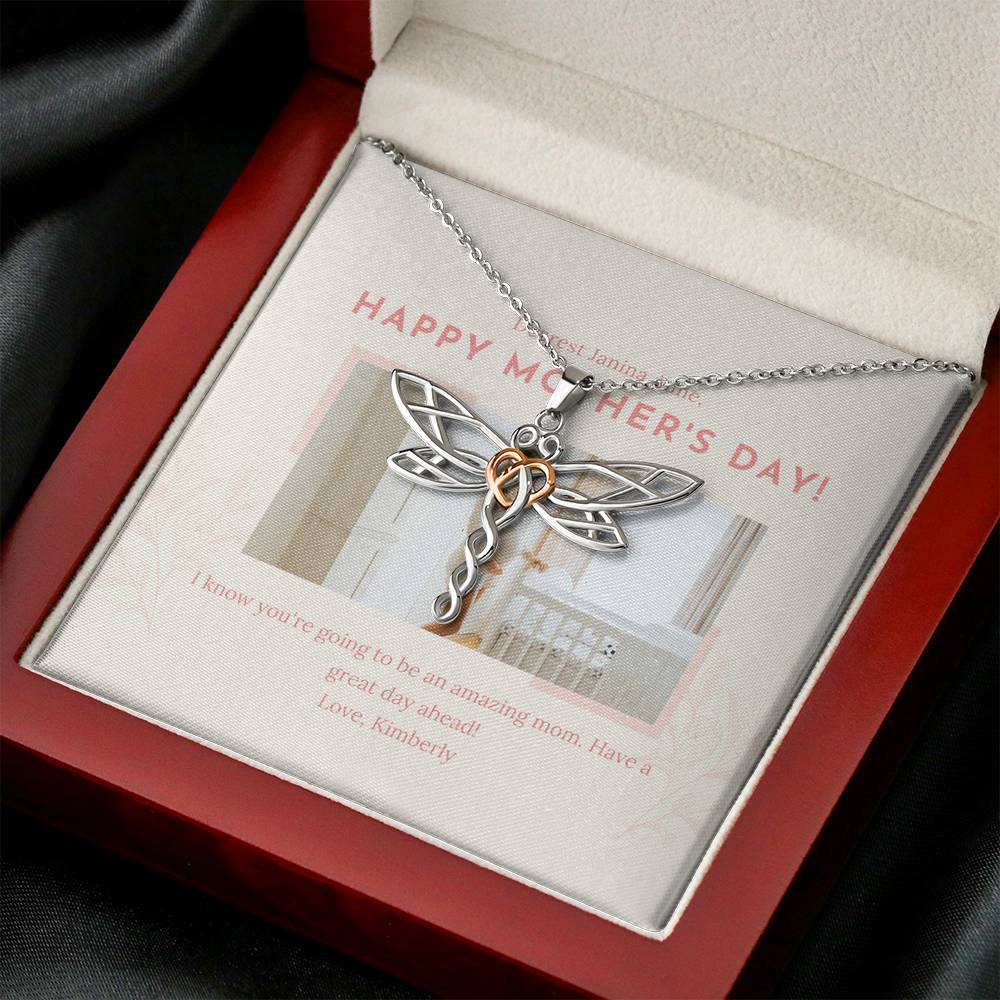 Personalized Gift Mother Necklace for Her Birthday Accessory Gift Dragonfly Dream Necklaces for Women with Message  Card