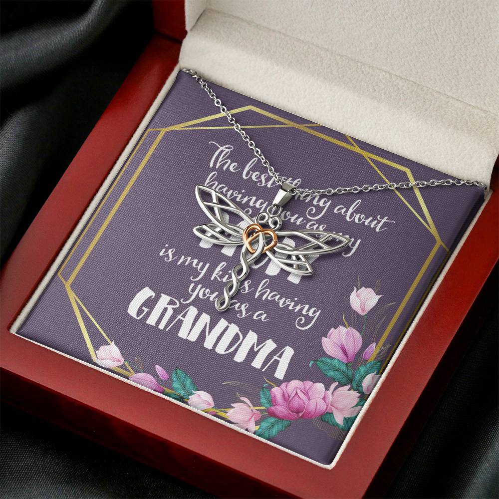 Grandma Dragonfly Necklace, Necklace Personalized Gifts Birthday Gift Custom Necklace for Mom Necklaces for Women Flower Jewelry Mothers Day Gift