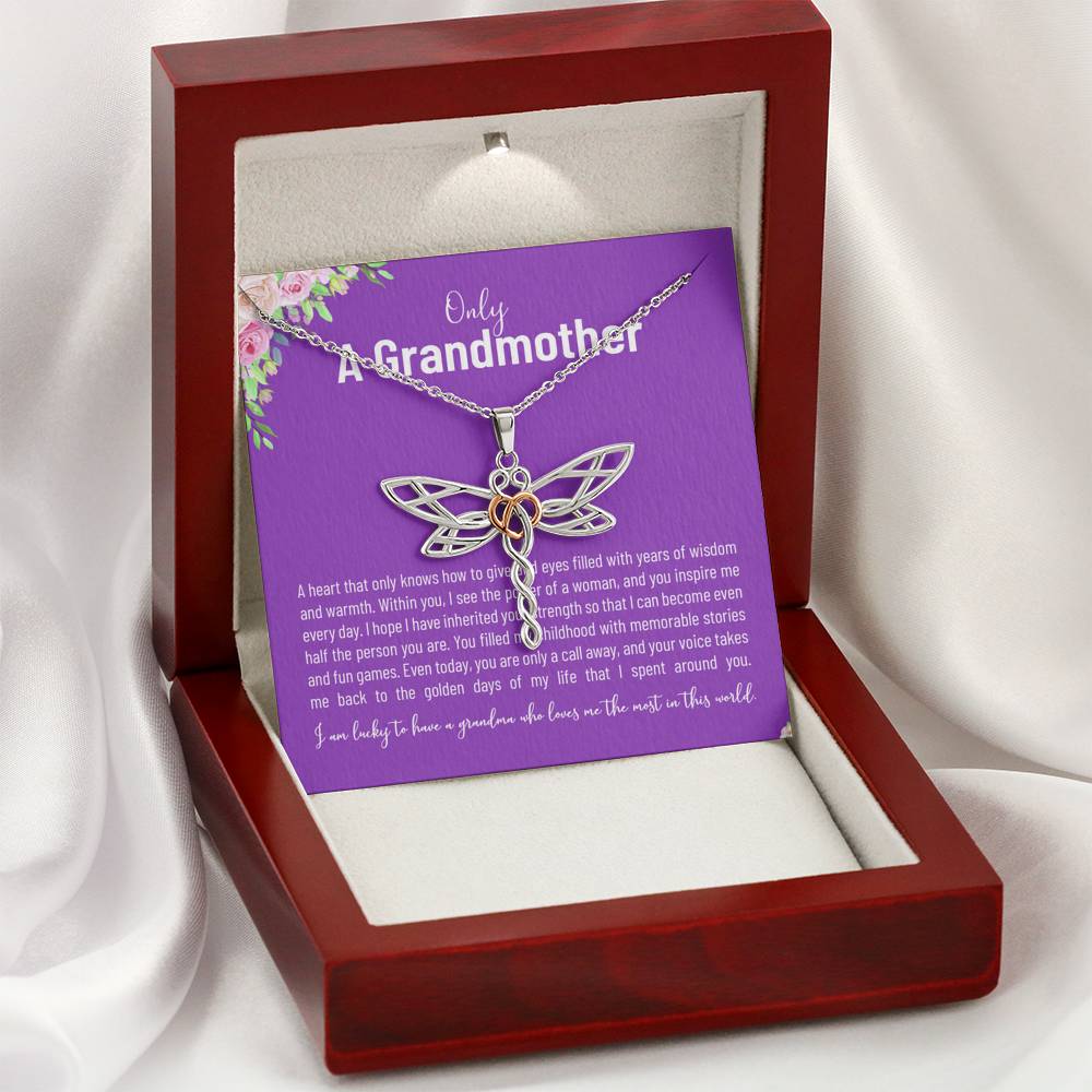 Personalized Gift Grandmother Necklace for Grandma Valentines Birthday  Gift Dragonfly Dreams Necklaces for Women with Message  Card