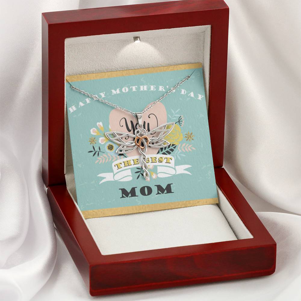 To My Mom, I Will Always Be There Dragonfly Necklace | Gift for Mom from Daughter | Birthday, Mother's Day, Christmas Present