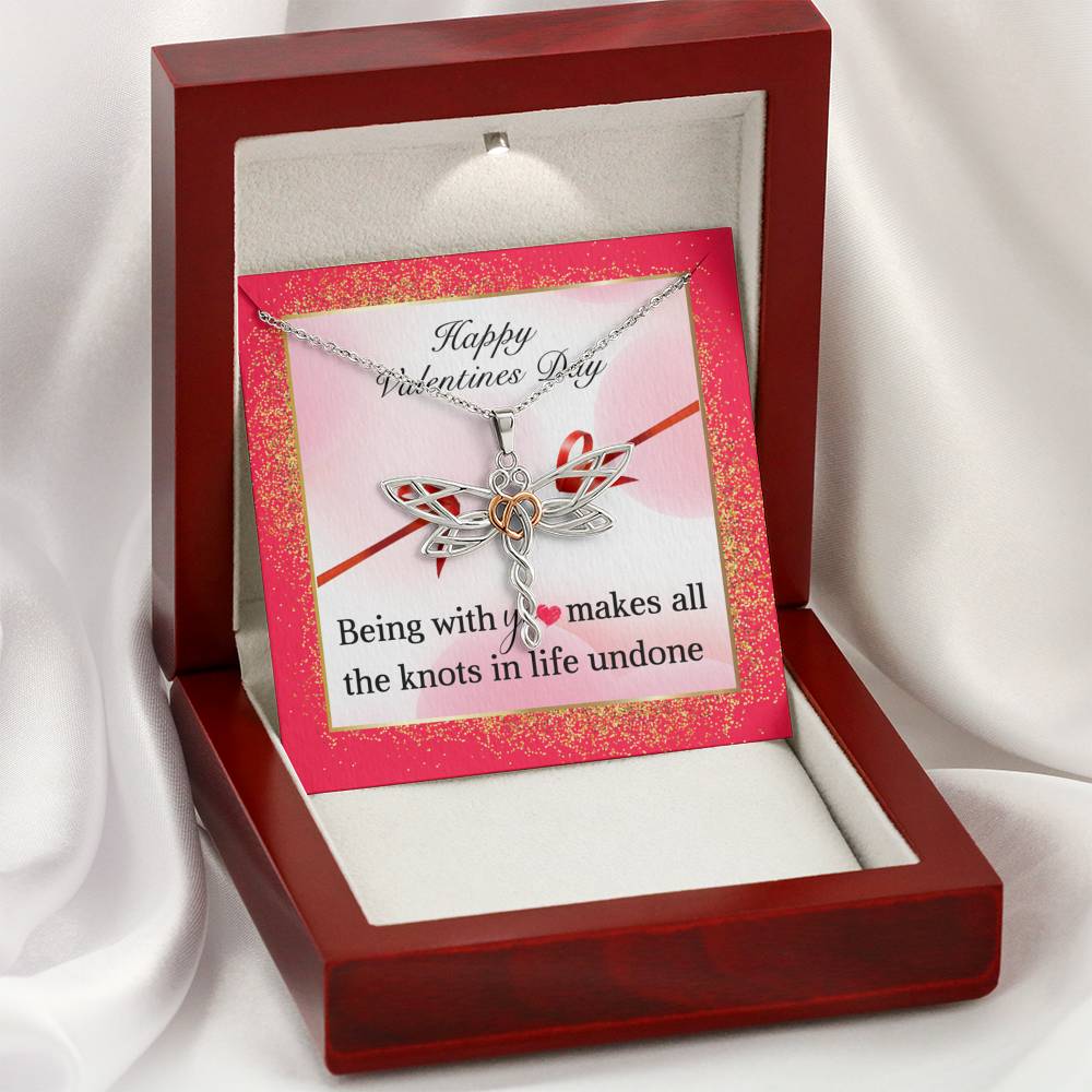 Dragonfly silver necklace for girlfriend Anniversary Engagement gift for fiance Personalized birthday gift for her Valentines necklace with message card from boyfriend Silver jewelry for women