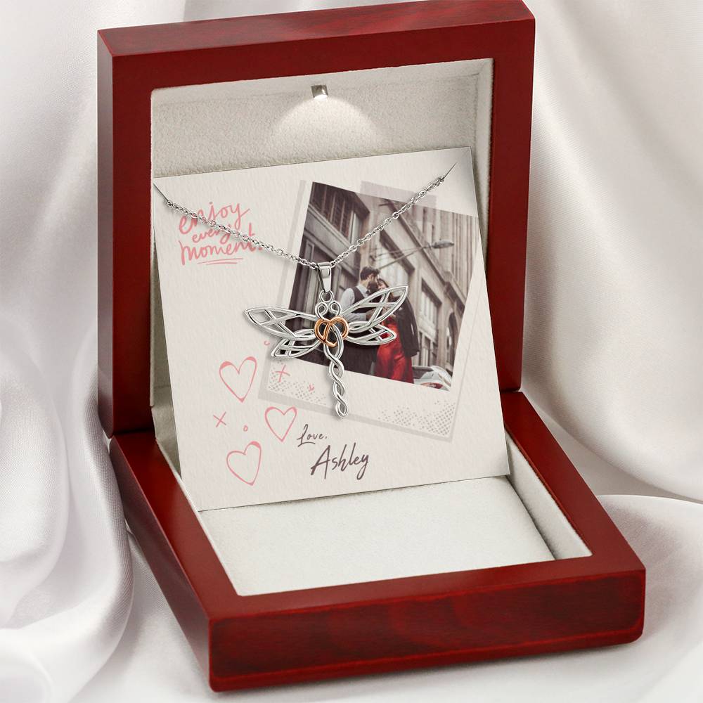 Personalized Gift Girlfriend Necklace for Her Valentines Birthday  Gift Dragonfly  Dream Necklace for Women with Message  Card