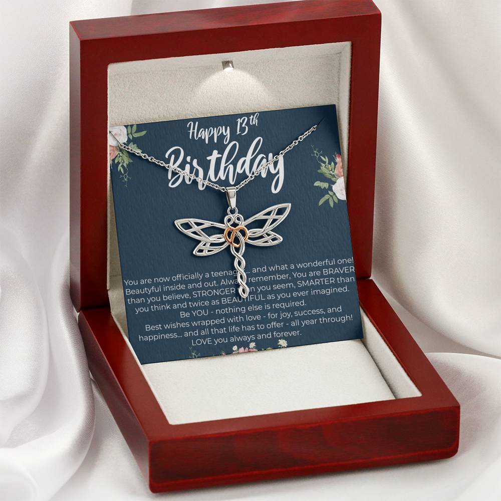 Personalized Daughter Sister Niece Necklace for Her Valentines Birthday Gift Dragonfly Dream Necklace for Women with Message  Card