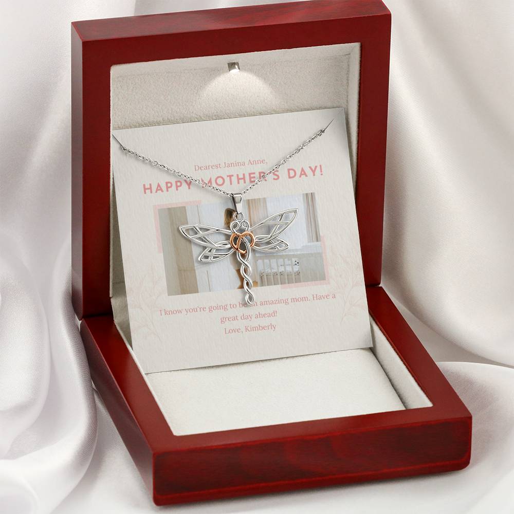Personalized Gift Mother Necklace for Her Birthday Accessory Gift Dragonfly Dream Necklaces for Women with Message  Card