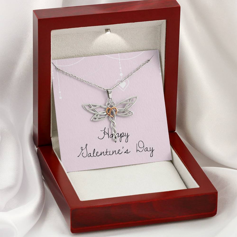 Personalized Wife Girlfriend Necklace  for Her Valentines Birthday Anniversary Gift Dragonfly Dream Necklace for Women with Message  Card