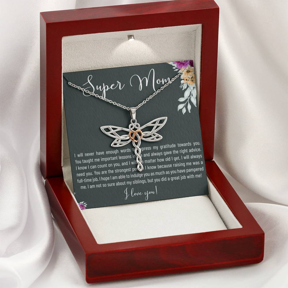 Personalized Gift Necklace for Her Birthday Mother's Day Valentines Dragonfly Dreams Heart Necklaces for Women with Message  Card