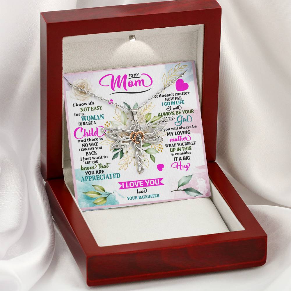 Personalized Gift Mother Necklace for Her Valentines Birthday  Gift Dragonfly Dreams Necklace for Women with Message  Card