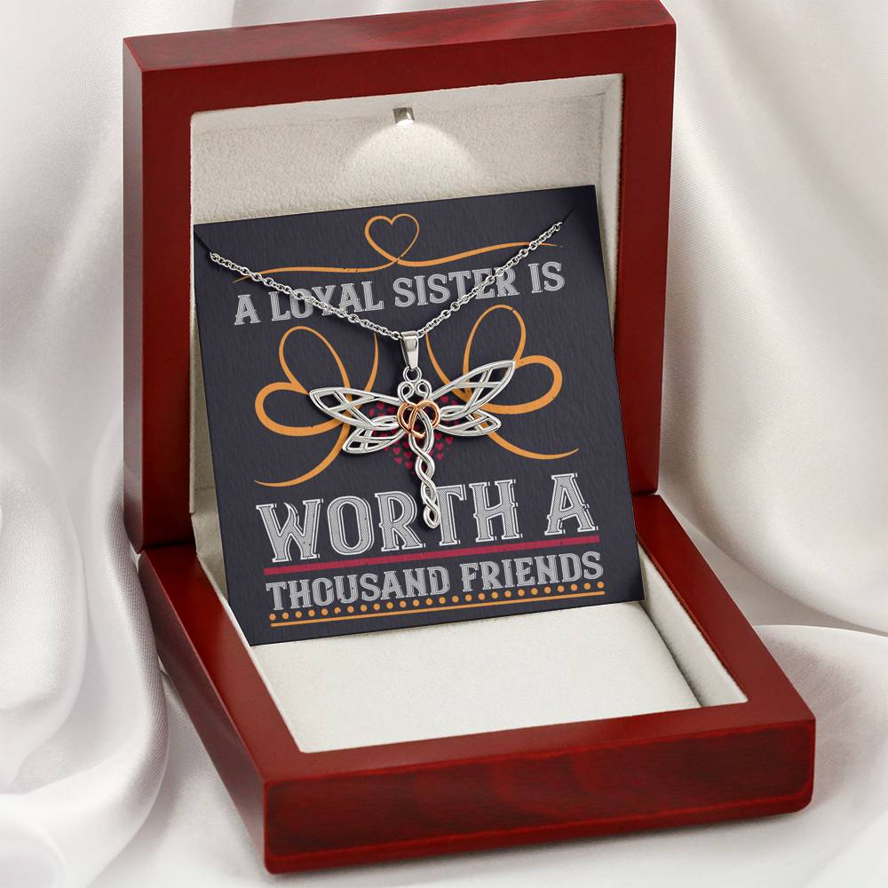 Personalized Gift Sister Necklace for Her Valentines Birthday  Gift Dragonfly Dreams Necklace for Women with Message  Card