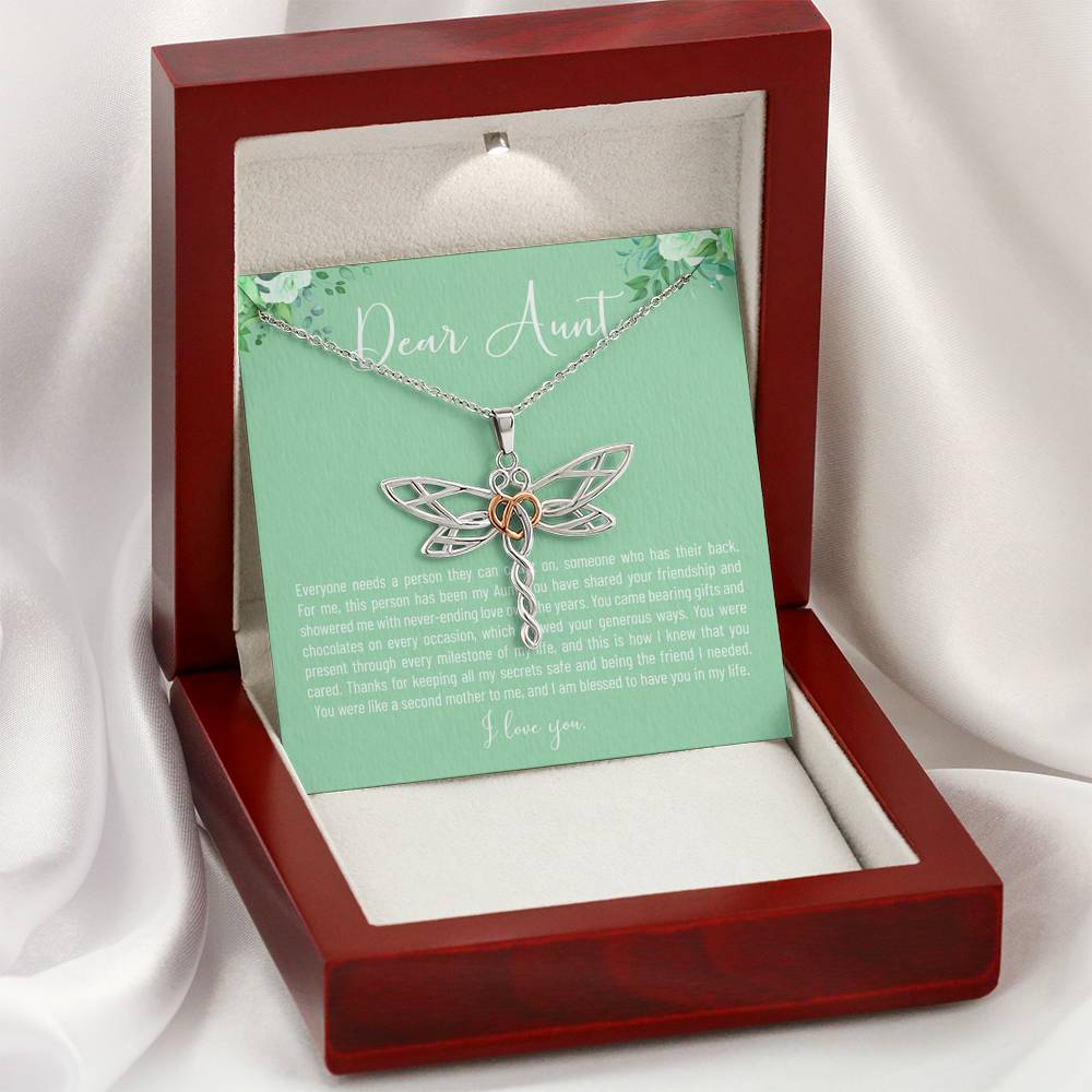 Personalized Gift Aunt Necklace for Her Valentines Birthday  Gift Dragonfly Dreams Necklaces for Women with Message  Card