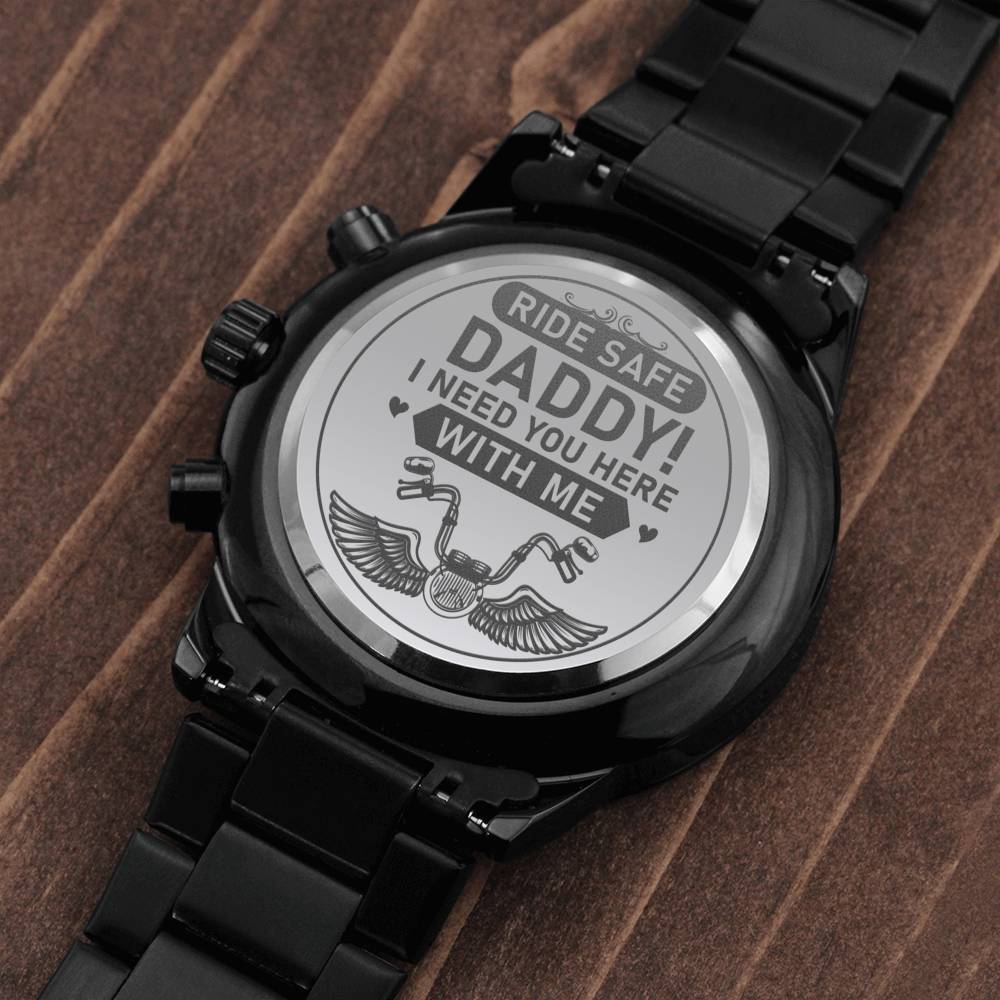 Biker Dad Gift From Daughter, Father's Day Gift From Son, Cool But Normal Biker Dad, Engraved Watch Gift For Men, Nice Daddy Birthday Gift