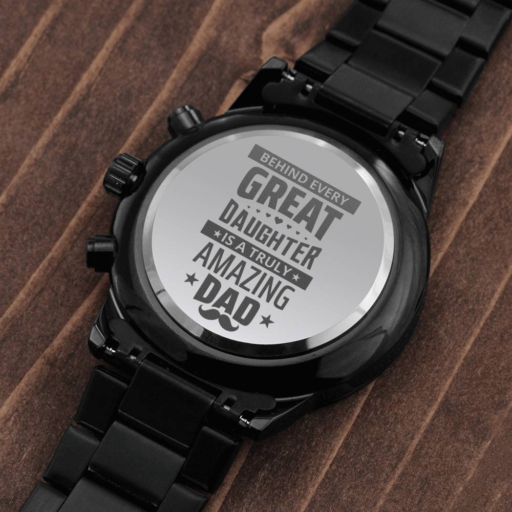 Watch for Dad from Daughter, Daughter to Daddy Gift, Custom Engraved Chronograph Men's Watch,Gift for Fathers Day, Birthday, Christmas