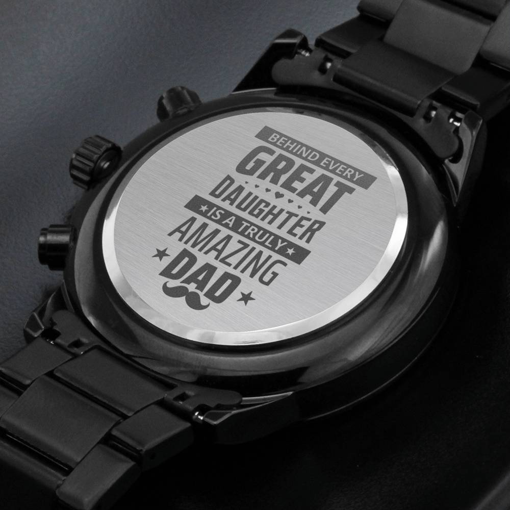 Watch for Dad from Daughter, Daughter to Daddy Gift, Custom Engraved Chronograph Men's Watch,Gift for Fathers Day, Birthday, Christmas