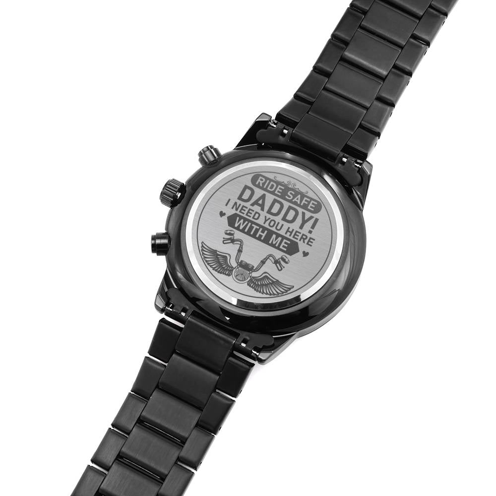 Biker Dad Gift From Daughter, Father's Day Gift From Son, Cool But Normal Biker Dad, Engraved Watch Gift For Men, Nice Daddy Birthday Gift