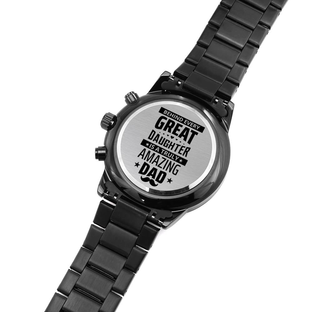 Watch for Dad from Daughter, Daughter to Daddy Gift, Custom Engraved Chronograph Men's Watch,Gift for Fathers Day, Birthday, Christmas