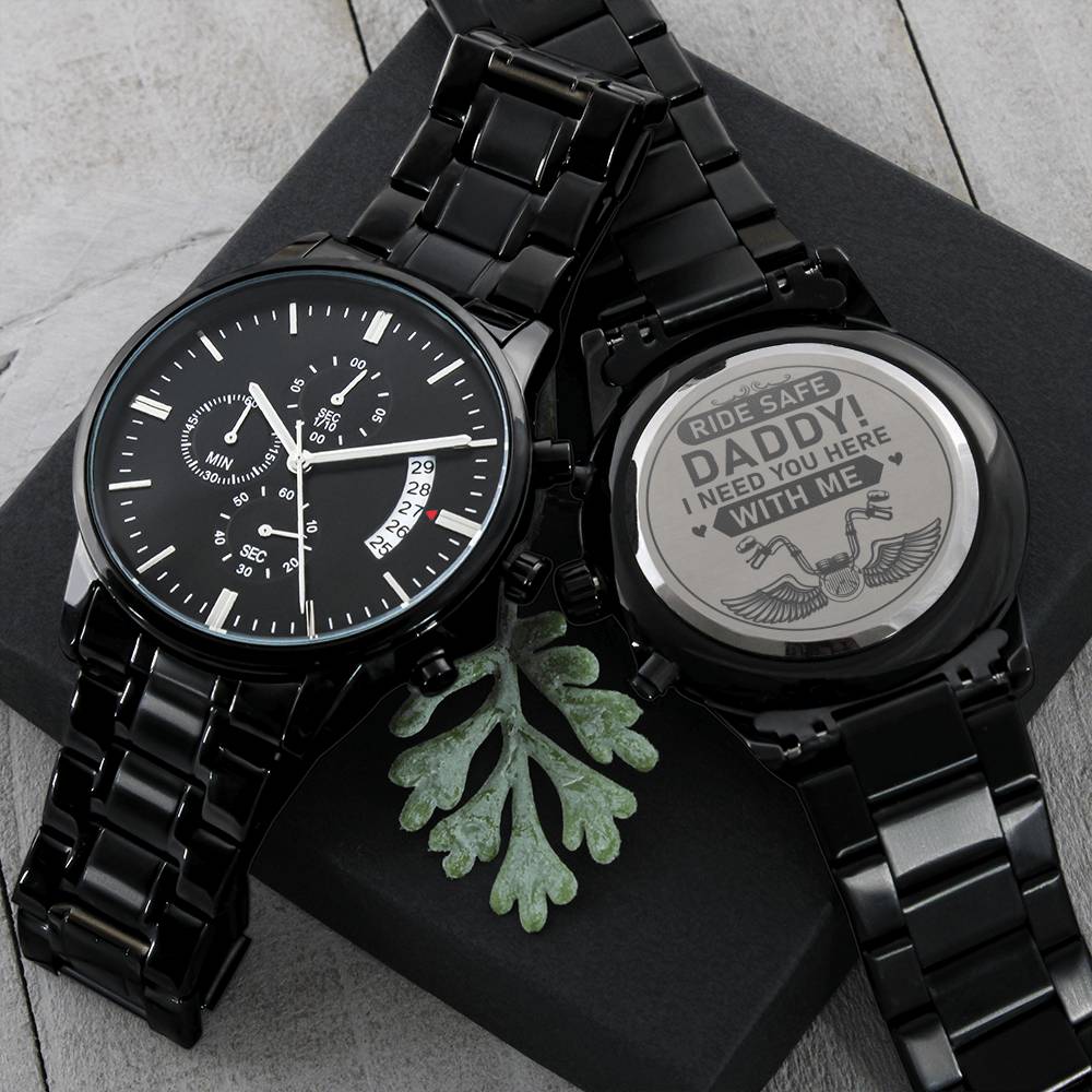 Biker Dad Gift From Daughter, Father's Day Gift From Son, Cool But Normal Biker Dad, Engraved Watch Gift For Men, Nice Daddy Birthday Gift