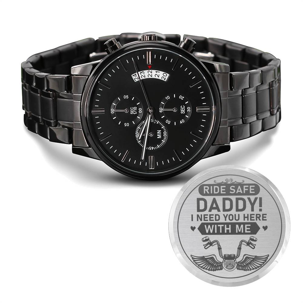 Biker Dad Gift From Daughter, Father's Day Gift From Son, Cool But Normal Biker Dad, Engraved Watch Gift For Men, Nice Daddy Birthday Gift