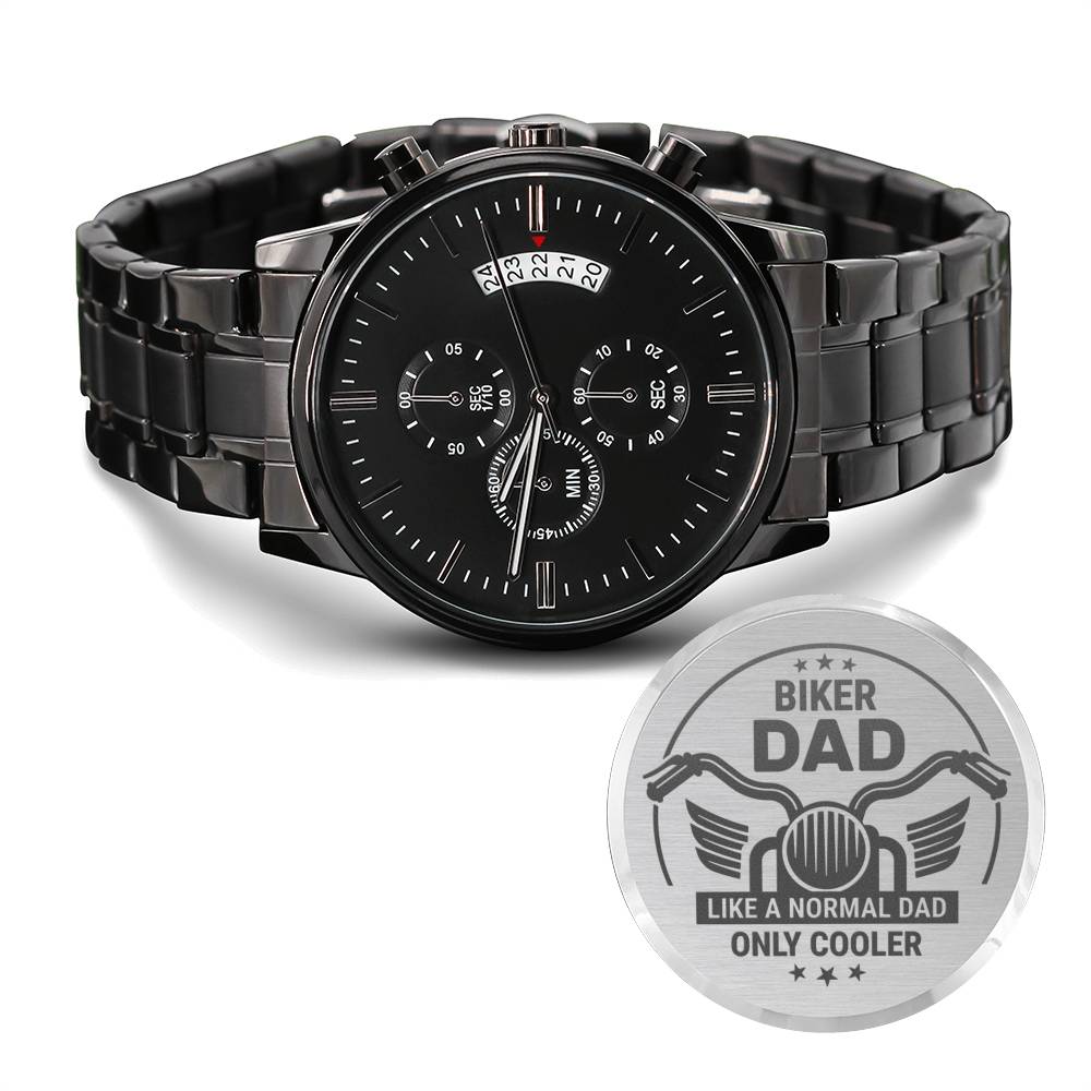 Engraved Stainless Steel Watch, Father's Day Gift for Husband, Birthday Gift Dad, Biker Dad, Personalized Dad Watch, Custom Watch