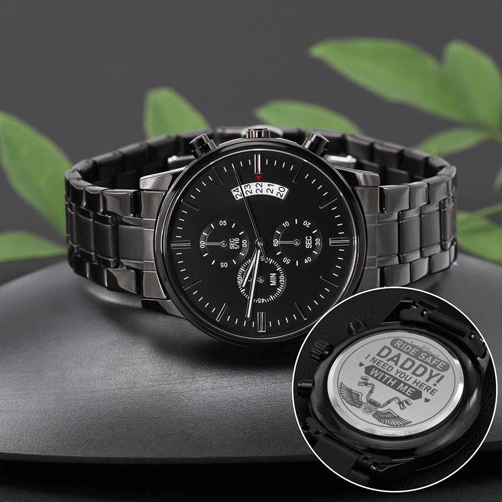 Biker Dad Gift From Daughter, Father's Day Gift From Son, Cool But Normal Biker Dad, Engraved Watch Gift For Men, Nice Daddy Birthday Gift