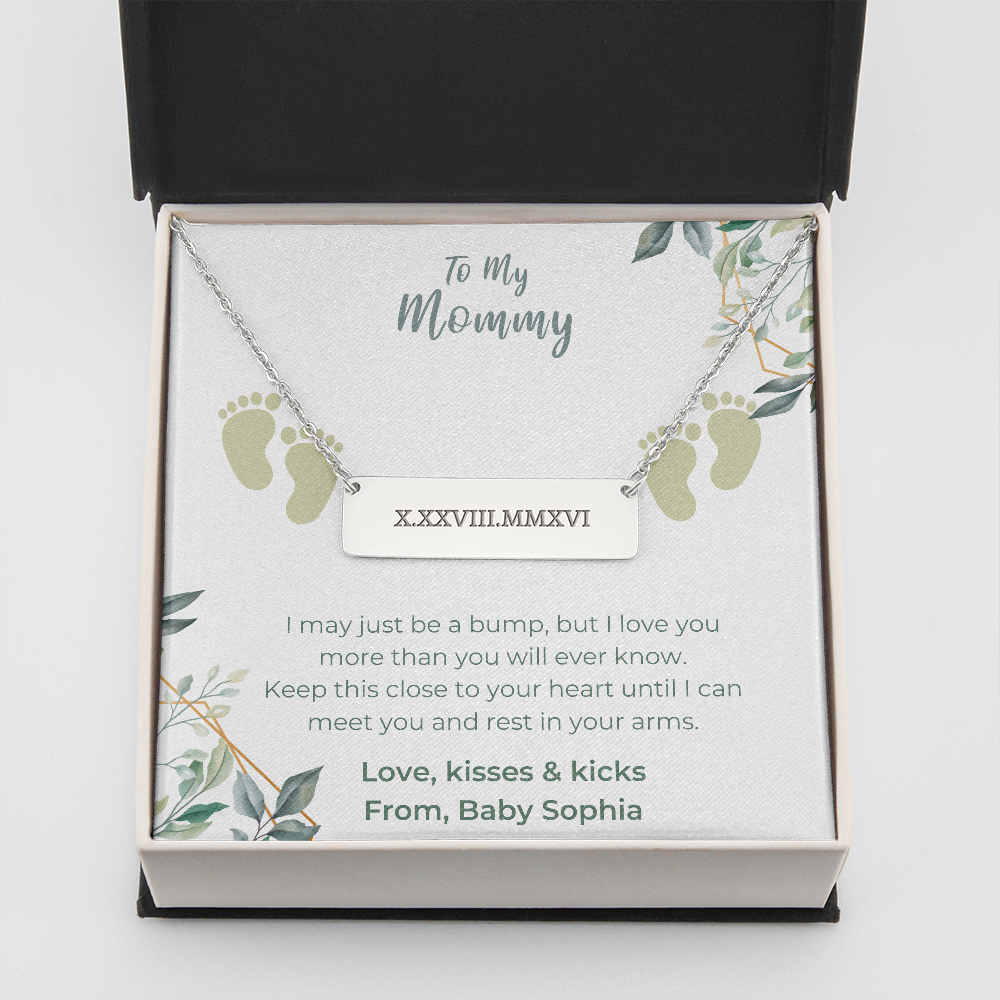 New Mom Gift Jewelry First Time Mom Gift for first Mother's day Christmas Gift Engrave for New Mom Bar Necklace New mommy Gift