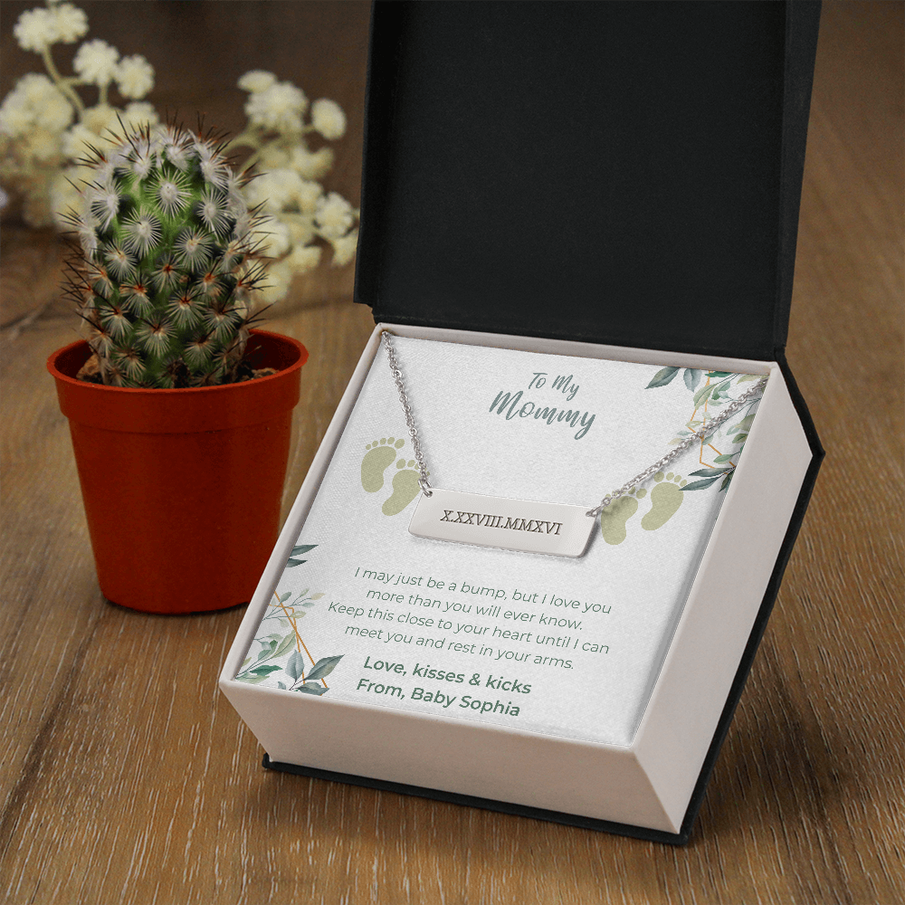 New Mom Gift Jewelry First Time Mom Gift for first Mother's day Christmas Gift Engrave for New Mom Bar Necklace New mommy Gift