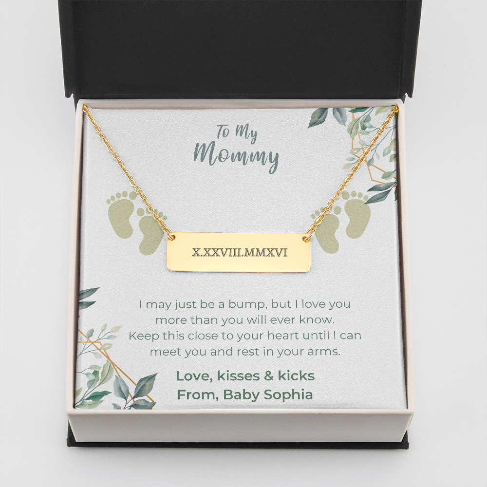 New Mom Gift Jewelry First Time Mom Gift for first Mother's day Christmas Gift Engrave for New Mom Bar Necklace New mommy Gift