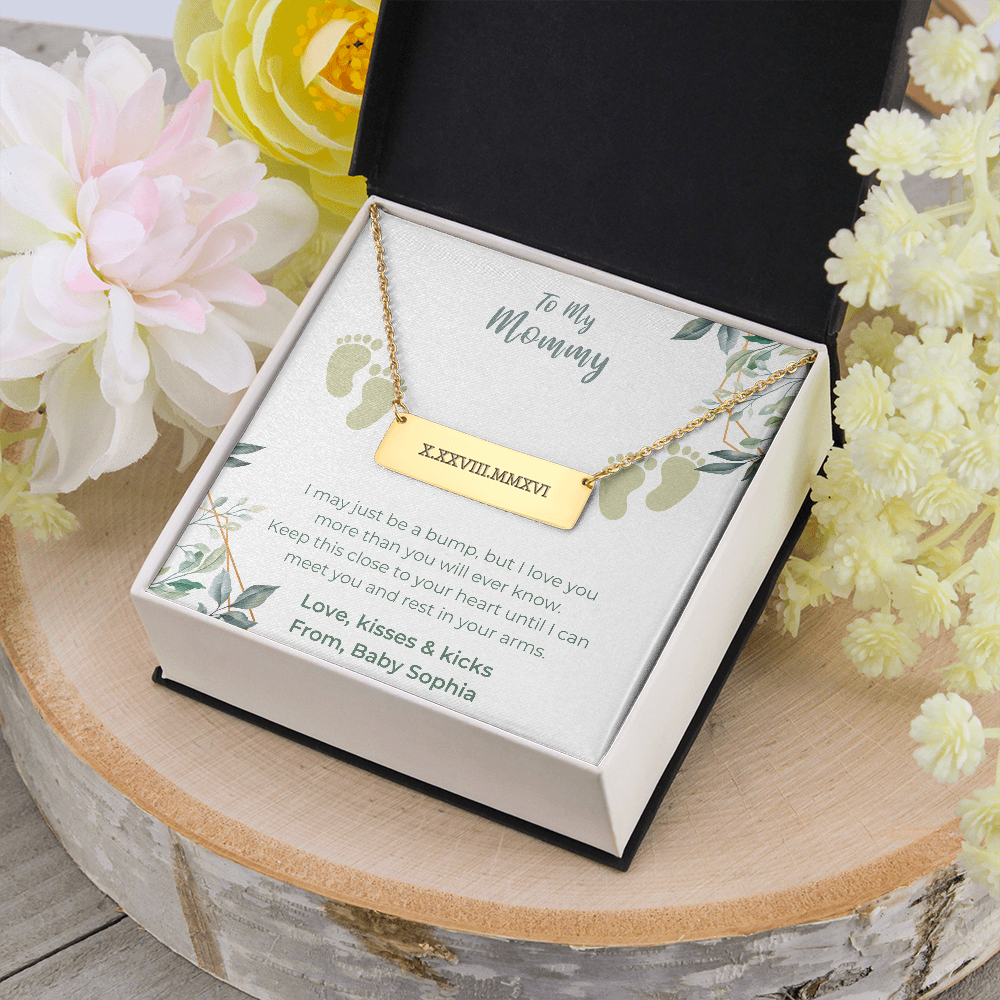 New Mom Gift Jewelry First Time Mom Gift for first Mother's day Christmas Gift Engrave for New Mom Bar Necklace New mommy Gift