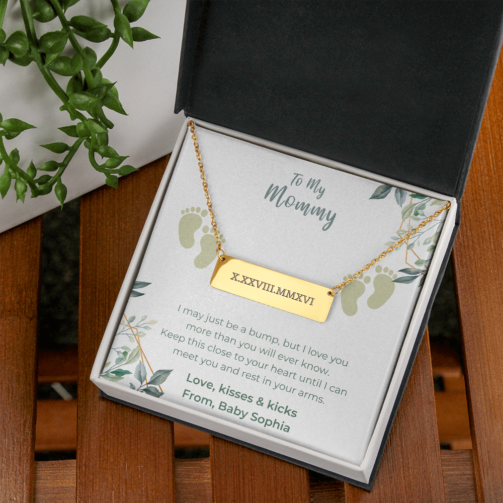 New Mom Gift Jewelry First Time Mom Gift for first Mother's day Christmas Gift Engrave for New Mom Bar Necklace New mommy Gift