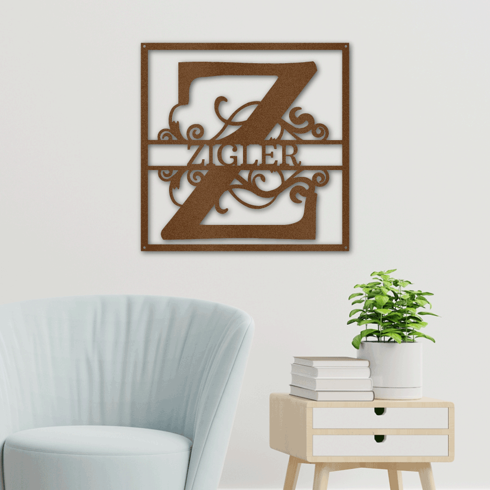 Custom Metal Signs Monogram Wall Decor Metal Wall Art Last Name Sign Family Name Sign Personalized Wedding Gift Custom Metal Art