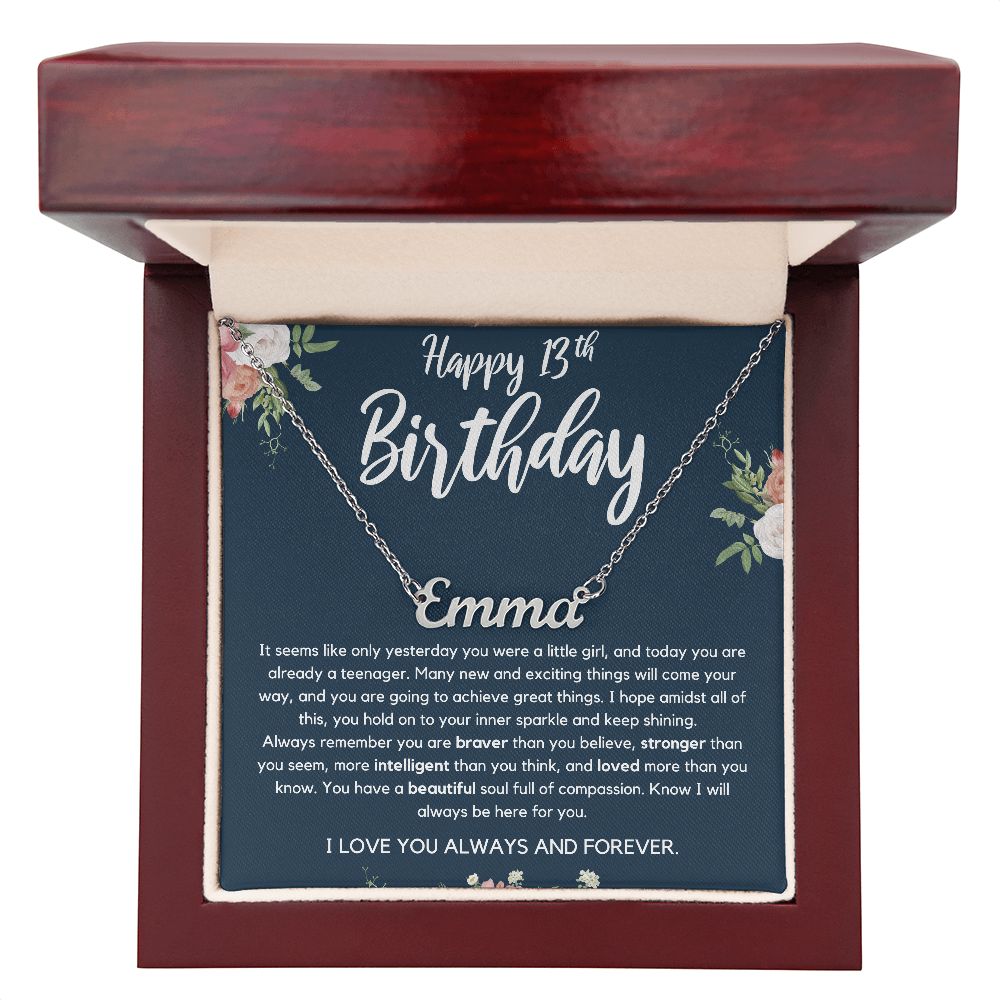 Personalized Name Necklace for Daughter, 13th Birthday Gift for Her, Gift from Mom, Dad, Stepmom