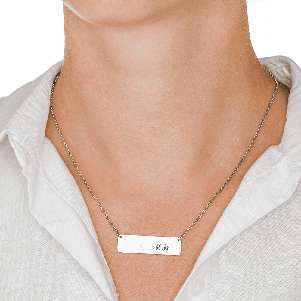 Little Sister Gift, Custom Bar Necklace, Lil Sis