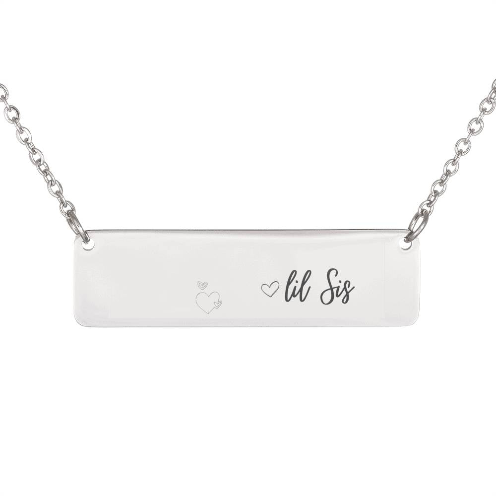 Little Sister Gift, Custom Bar Necklace, Lil Sis