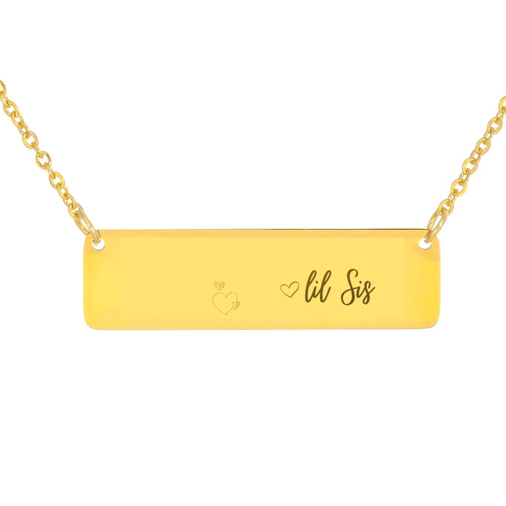 Little Sister Gift, Custom Bar Necklace, Lil Sis