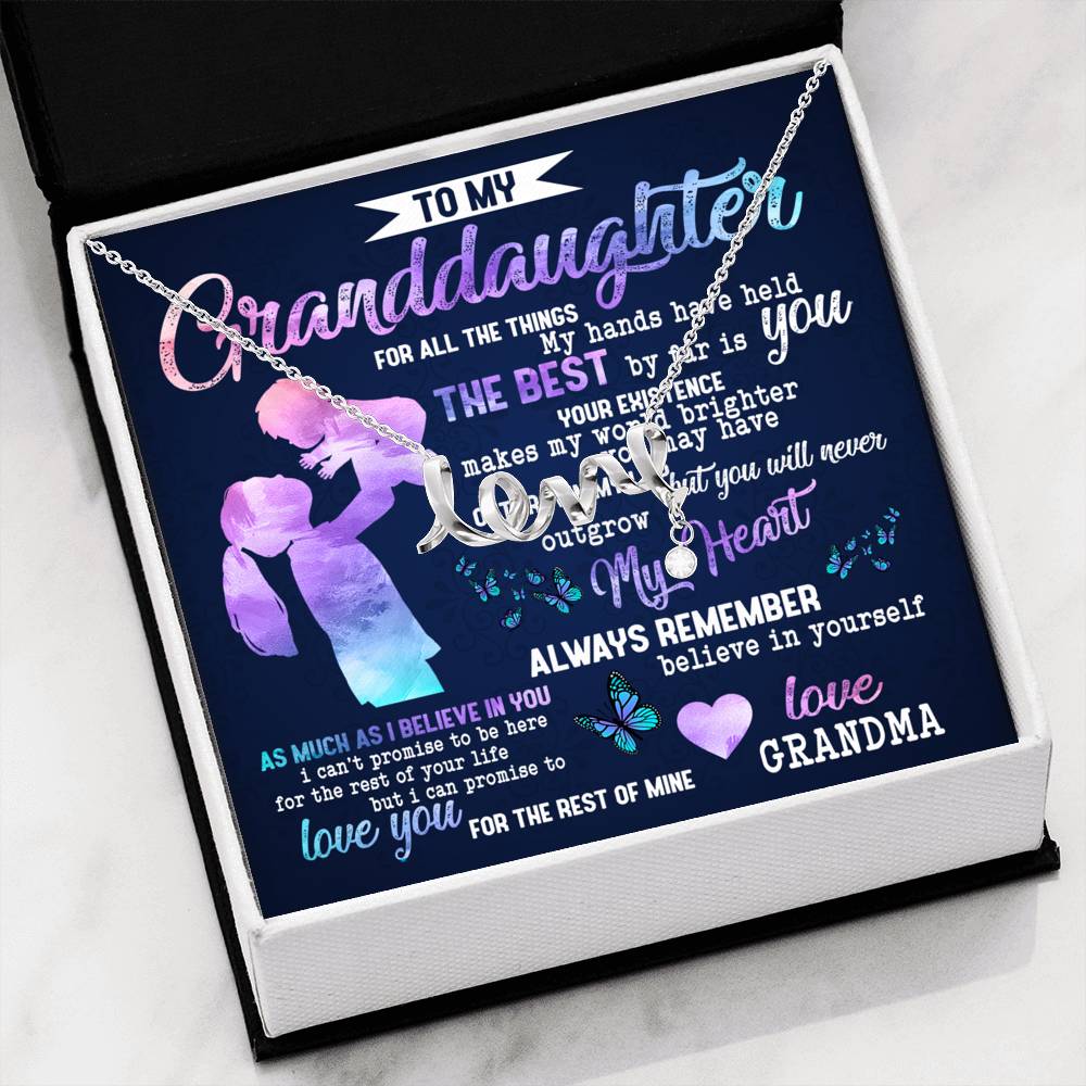 Personalized Granddaughter Necklace  for Her Birthday Valentines Gift Scripted Love Necklace for Women with Message  Card