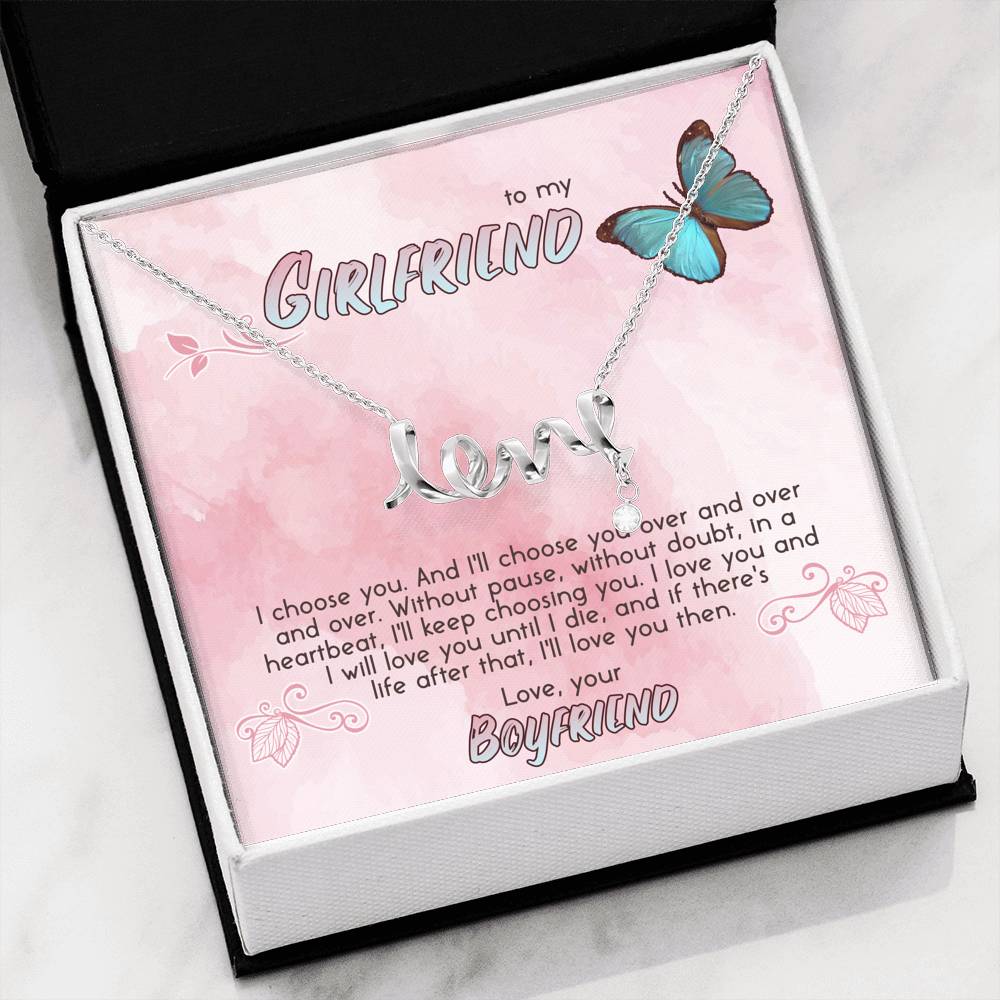 Valentine Day Love Engraved Necklace Forever Love Bond Girlfriend Gift