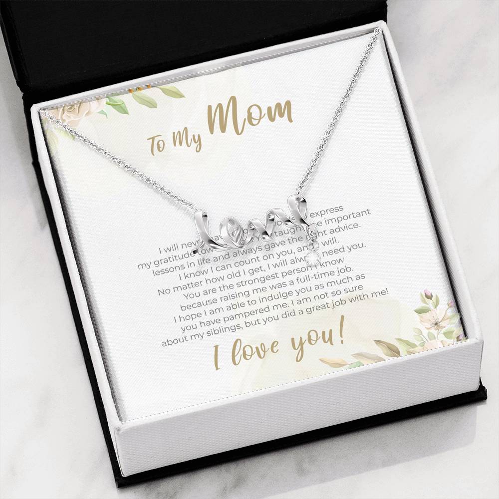 Mother's Day Love Engraved Necklace Gift To My Mom From Daughter Son