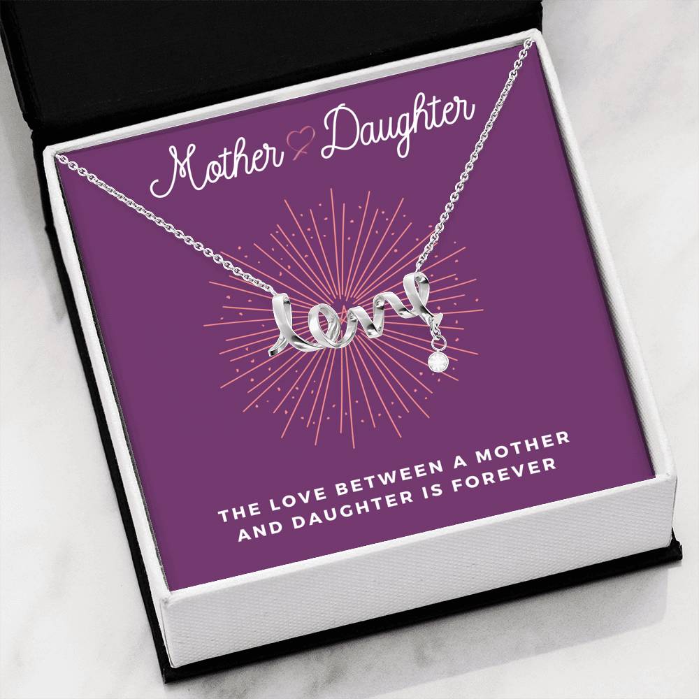 Gift For Women Mother Daughter Necklace Forever Love Scripted Pendent Gift On Mother's Day Daughter's day