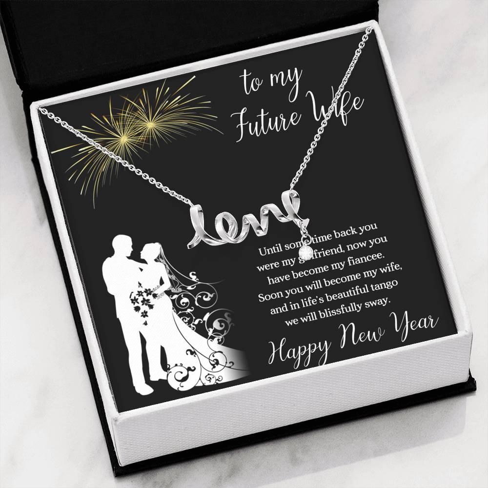 To My Future Wife Necklace for Women Personalized Birthday Anniversary Valentines Engagement Gift Gift Necklace with Message Card Silver Necklace for Women