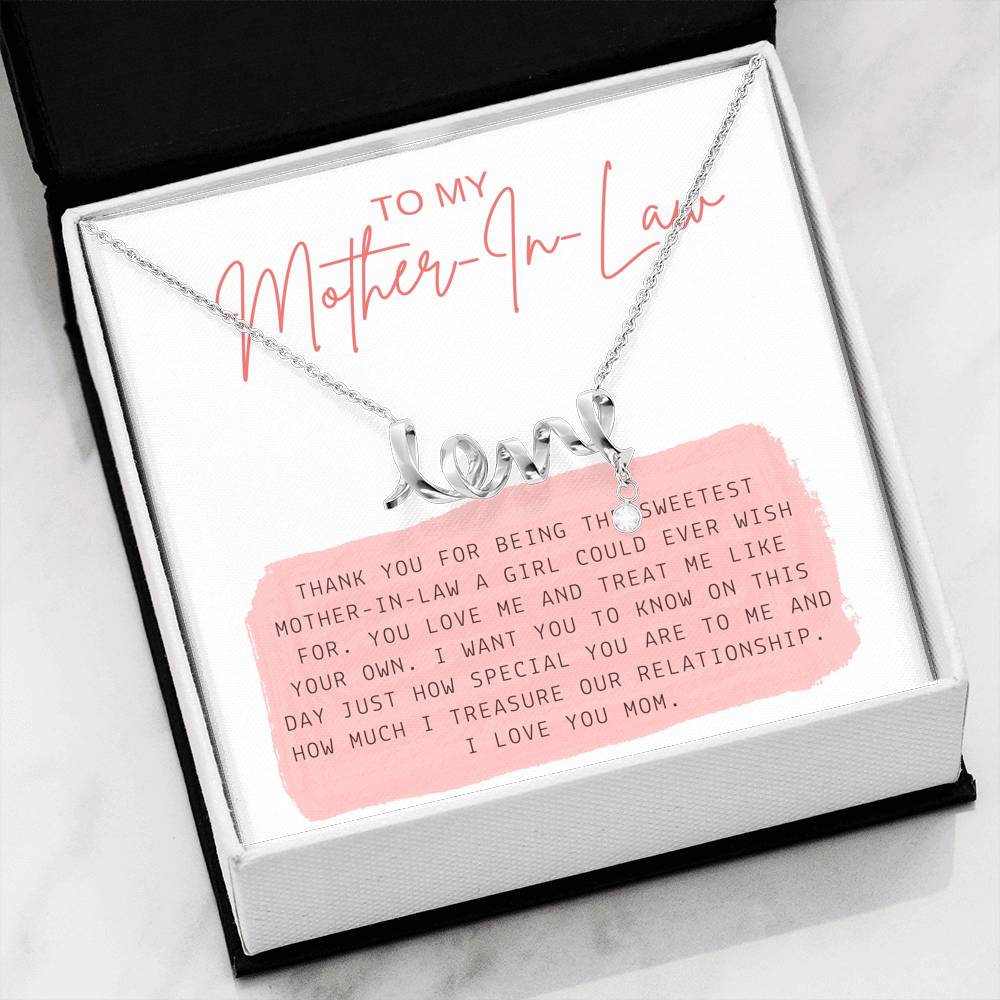 Mother's Day Necklace To My Mother In Law Love Scripted Pendent For Groom's Mom On Wedding Engagement Ceremony Gift