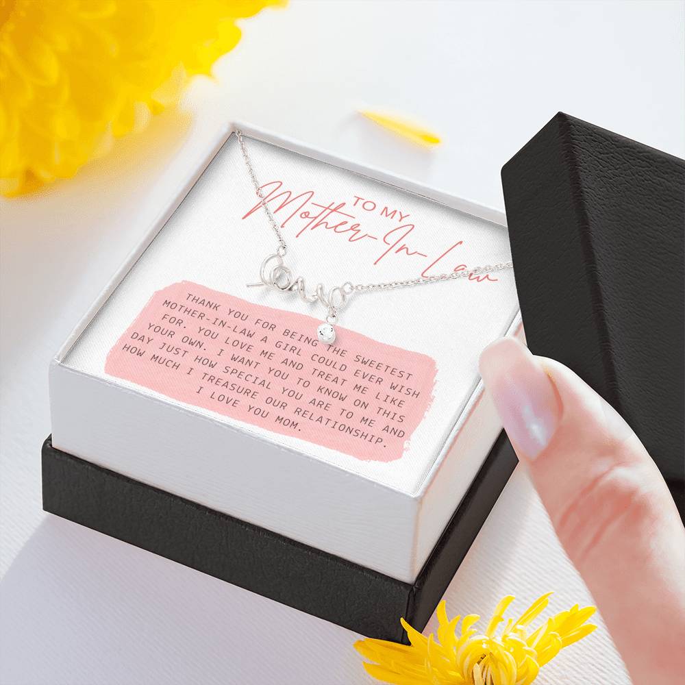 Mother's Day Necklace To My Mother In Law Love Scripted Pendent For Groom's Mom On Wedding Engagement Ceremony Gift