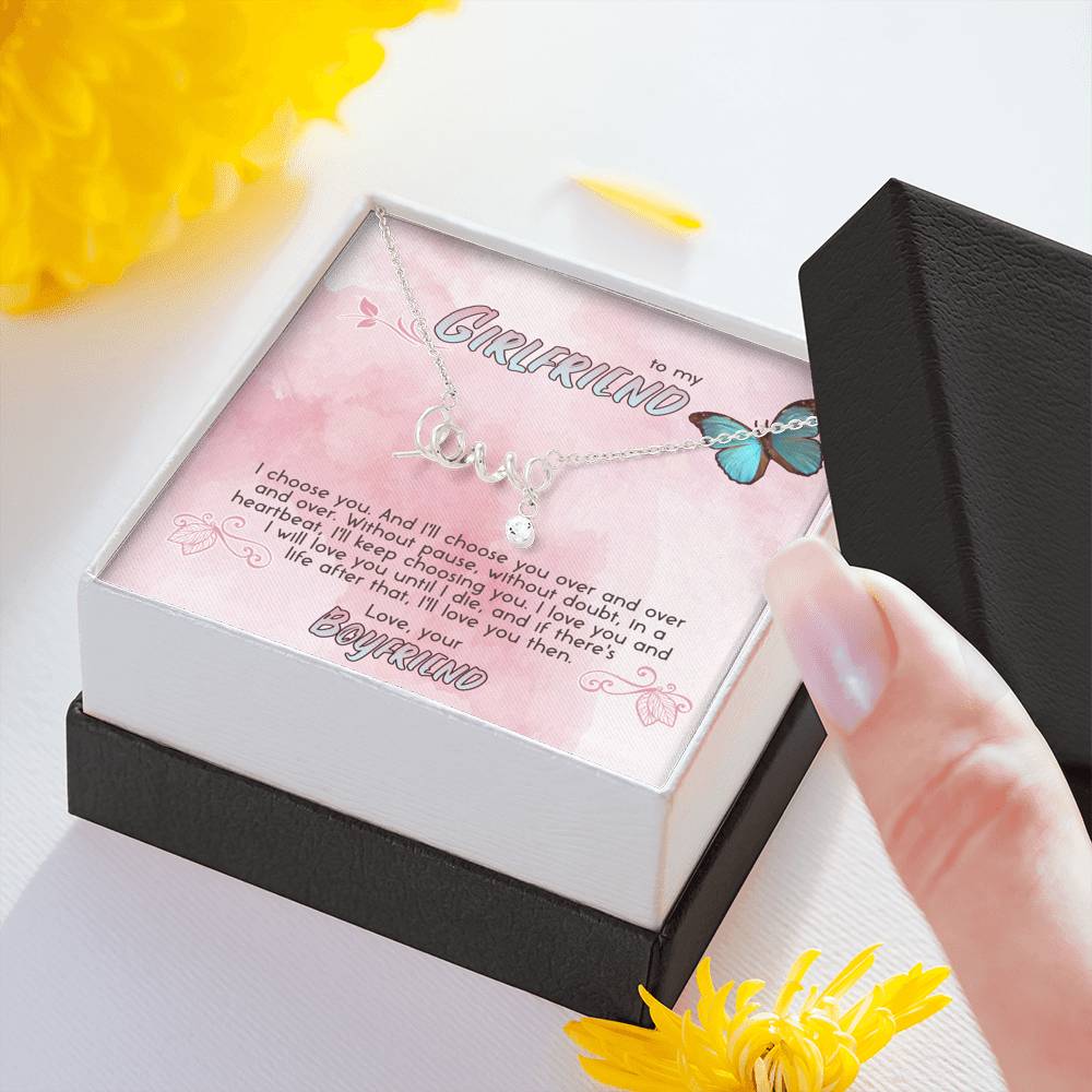 Valentine Day Love Engraved Necklace Forever Love Bond Girlfriend Gift